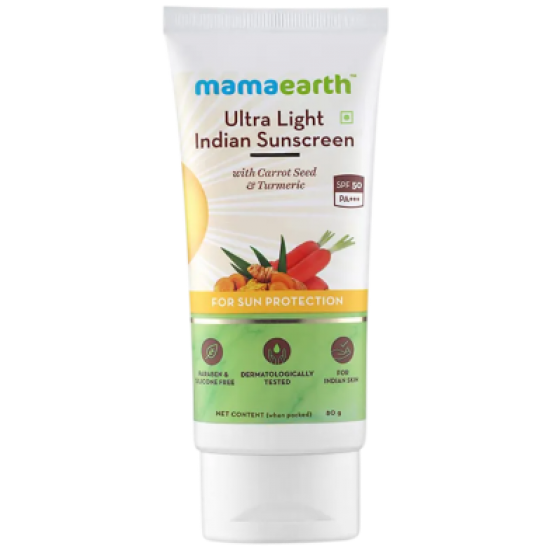 Mamaearth Ultra Light Indian Sunscreen SPF50 Cream 80ml Mamaearth Ultra Light Indian Sunscreen SPF50 Cream 80ml