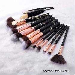 FLD Cosmetic Powder Eye Shadow Foundation Blush Blending Beauty Make Up Brush 10Pcs Black Makeup Brushes Tool Set