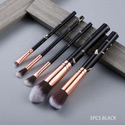 FLD Cosmetic Powder Eye Shadow Foundation Blush Blending Beauty Make Up Brush 5Pcs Black Makeup Brushes Tool Set