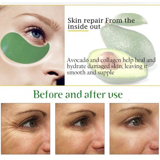 Avocado & Collagen Eye Mask Natural Moisturizing Gel Remove Dark Circles 60 Pcs